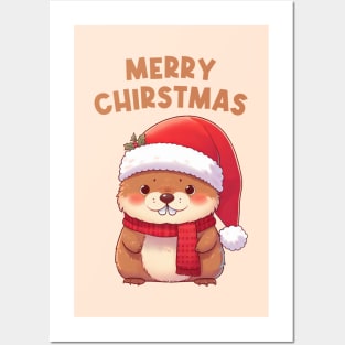 Merry Christmas Funny Marmot Posters and Art